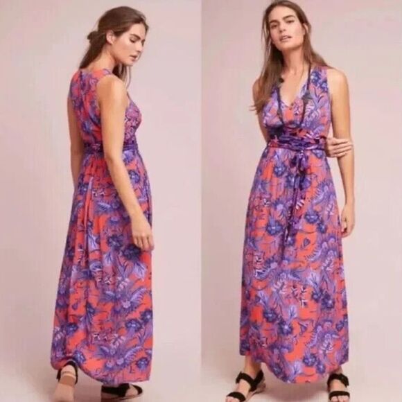 Anthropologie maeve macie floral printed maxi dress women’s size 2 - Picture 1 of 9